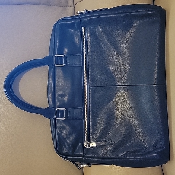 61)Pre-owned Enrico Coveri Italian Designer Black Leather Briefcase MessengerBag - Picture 5 of 13